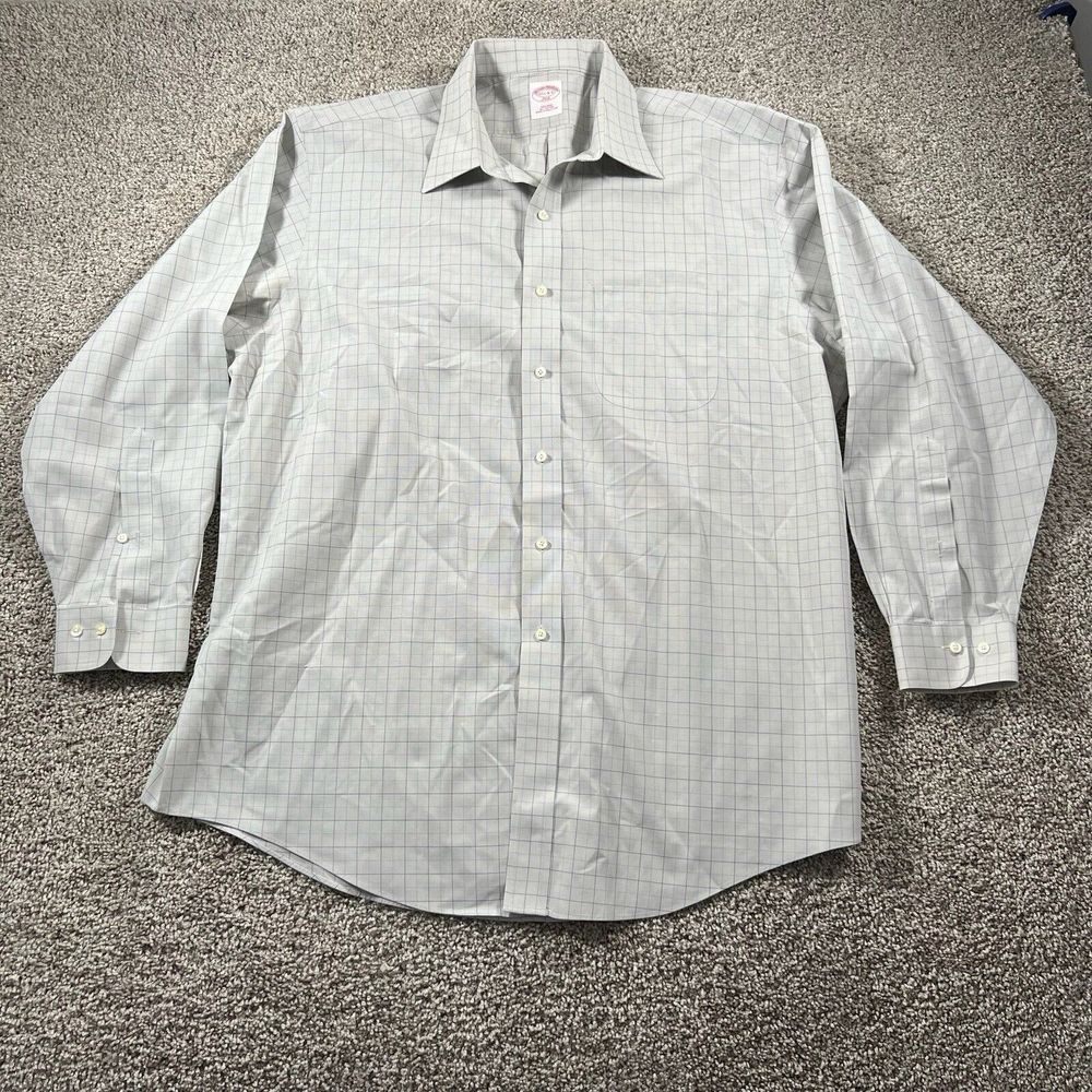 Vintage Brooks Brothers 346 Shirt Men 17.5-4/5 Plaid Slim Fit Classiccore Pocket
